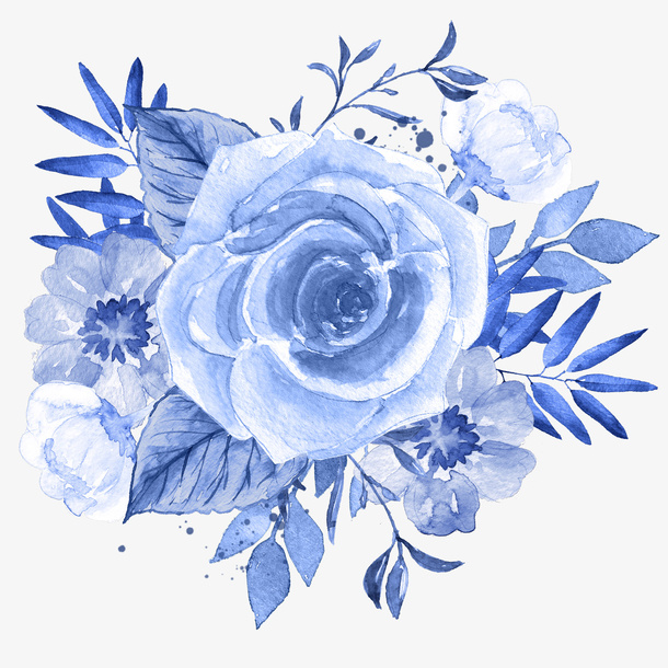 蓝色花朵PNG图片免抠