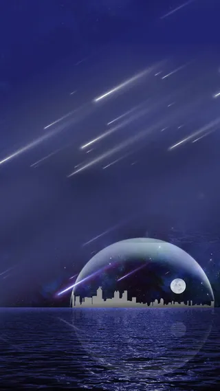 湖泊海水夜景H5背景高清