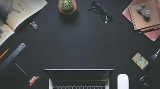 黑色办公桌商务宽屏免抠背景banner海报元素