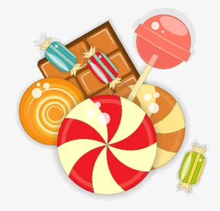 手绘彩色可爱糖果免抠