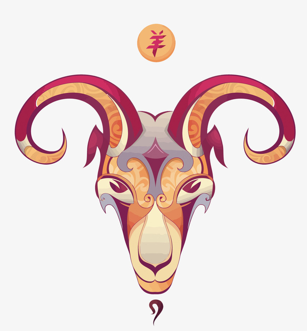 矢量抽象山羊羊头免抠