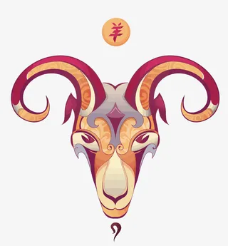 矢量抽象山羊羊头免抠