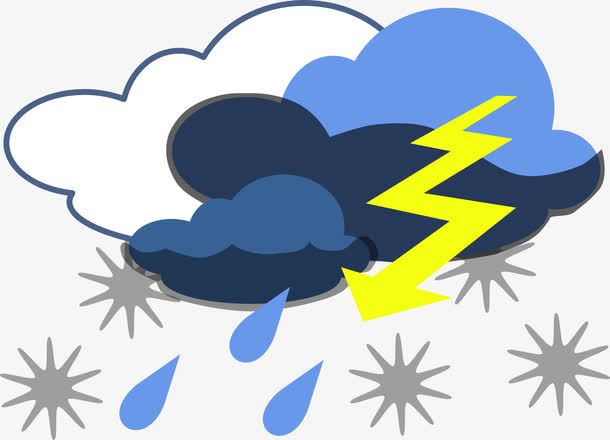 乌云闪电雪花雨点免抠