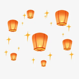 中秋 元素 孔明灯 图案免抠