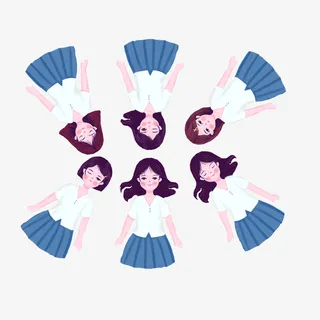 手绘卡通女孩毕业照元素免抠