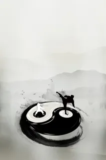 水墨中国风武术阴阳图免抠