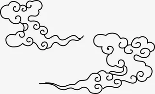 黑色祥云纹饰淘宝促销免抠