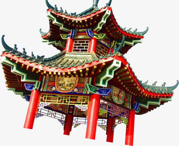 中国风复古四角亭名胜古迹免抠