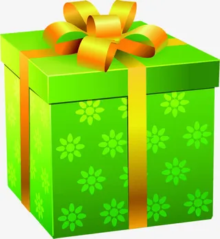 立绘彩绘绿色花纹礼盒包装免抠