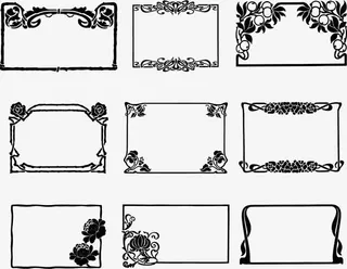 黑色复古边框花纹免抠