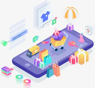 时尚简洁网上购物金融2.5D矢免抠手绘/卡通卡通元素