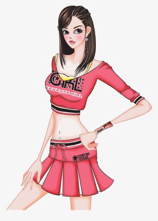 韩国时尚人物插画png图片免抠