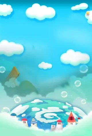 卡通云朵地球海报背景