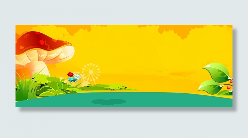 春天春游卡通幼儿园文艺黄banner高清