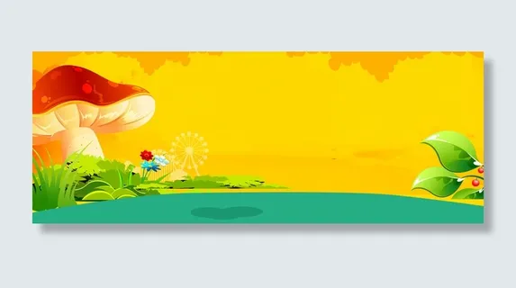春天春游卡通幼儿园文艺黄banner高清