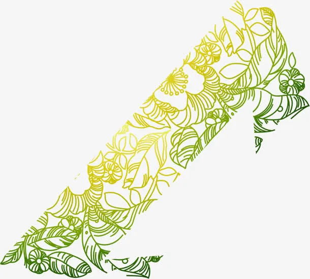 绿色可爱高档渐变花纹免抠