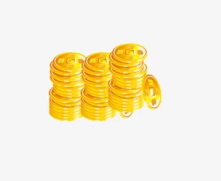 金黄色铜钱发财免抠
