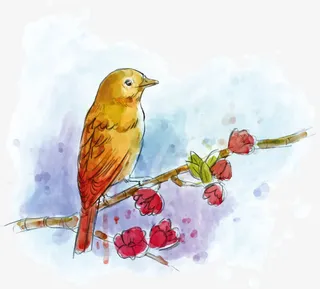 矢量彩绘春天免抠