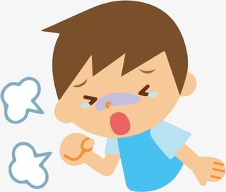 手绘卡通男孩咳嗽免抠免抠