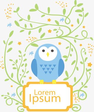 蓝色猫头鹰免抠