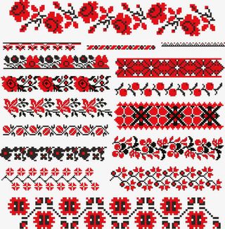 彩色底纹花边红色免抠