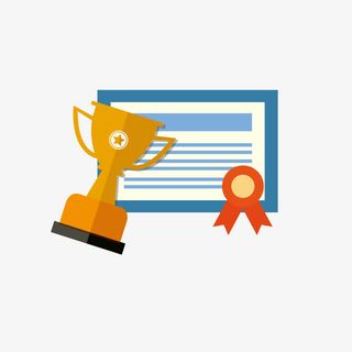 蓝色电脑奖杯免抠