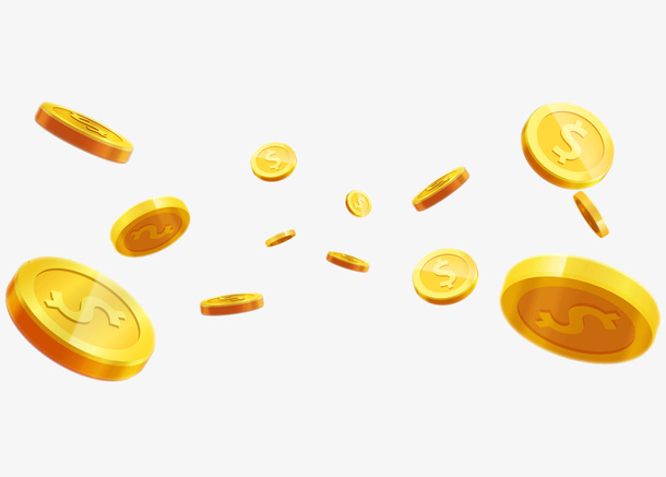 漂浮金币高清卡通财富免抠