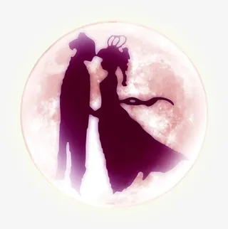 七夕情人节紫色卡通情侣牵手免抠