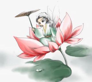 荷叶上的仙子免抠