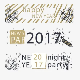 手绘扁平新年横幅免抠 手绘扁平新年横幅免抠