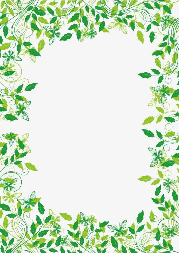 绿色植物藤条边框矢量素材免抠