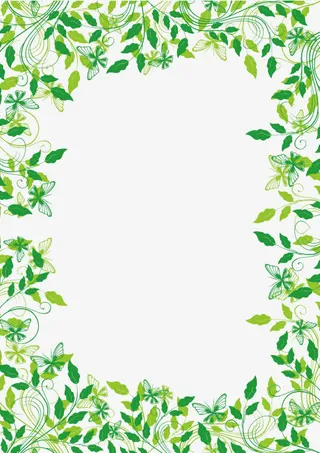 绿色植物藤条边框矢量素材免抠