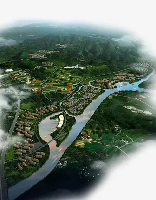 被河流维系的小区免抠