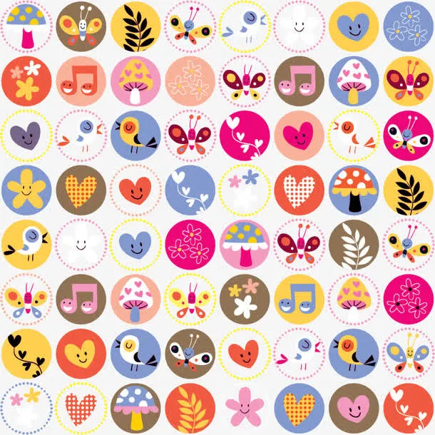 可爱的卡通无缝拼接底纹免抠