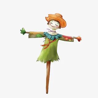 微笑的稻草女孩简图免抠