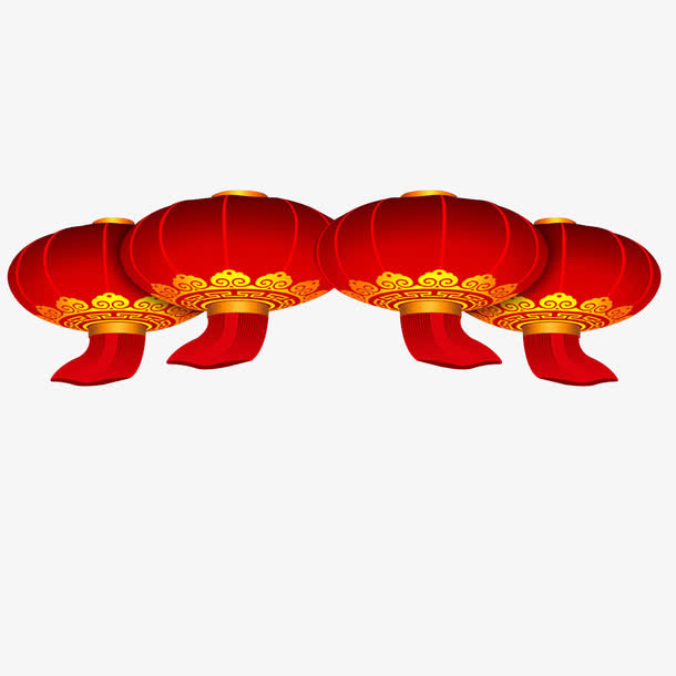 红色中国风节日灯笼装饰免抠