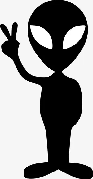 黑色外星人手绘剪影免抠