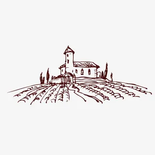 庄稼地里的楼房素描画免抠