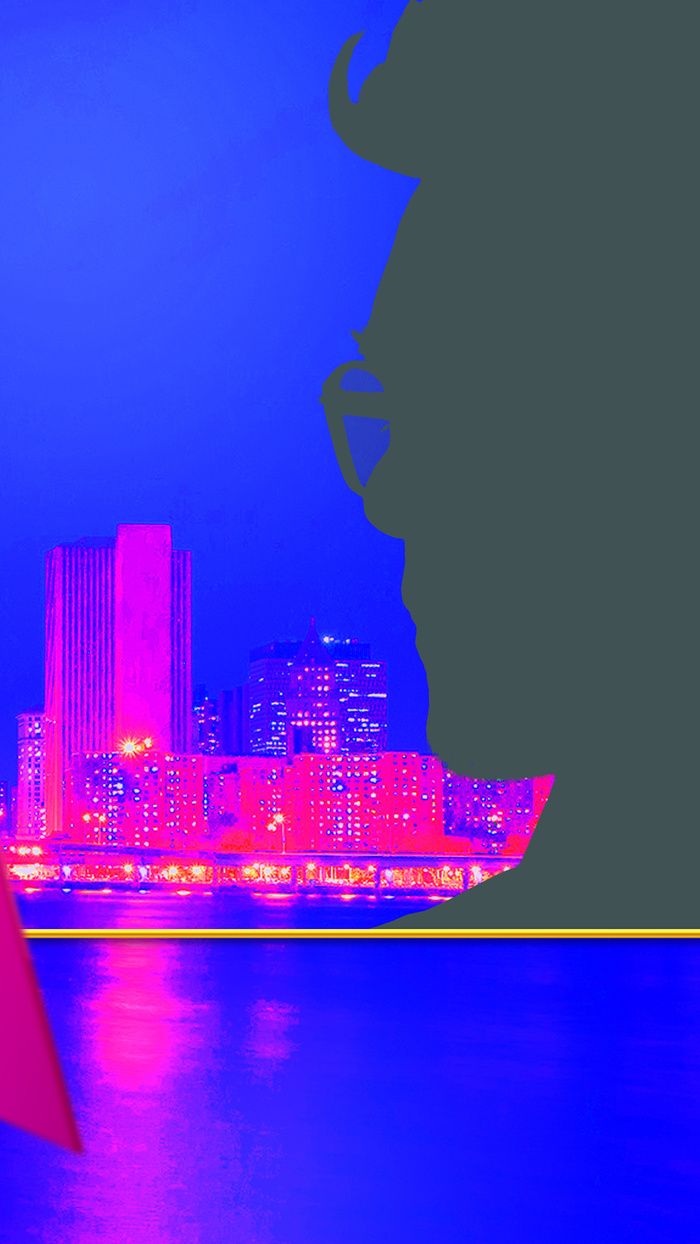 炫彩城市人物剪影H5背景高清