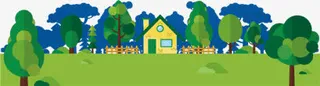 卡通绿树草坪房子免抠