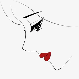 忧伤线条红唇少女免抠