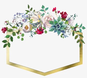 金属边花朵边框免抠 金属边花朵边框免抠