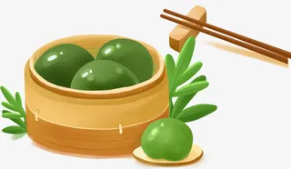 清明节手绘艾青果装饰图案免抠