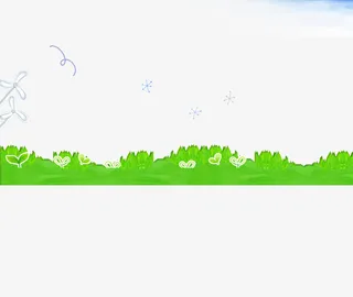 绿色草地风车蓝天装饰图案免抠