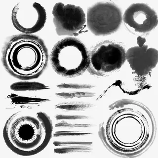 中国风水墨古风按钮素材免抠