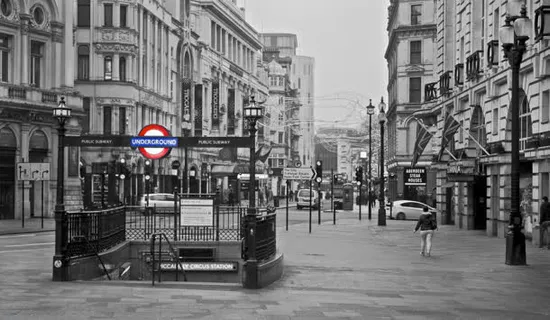 黑白城市景色街景免抠