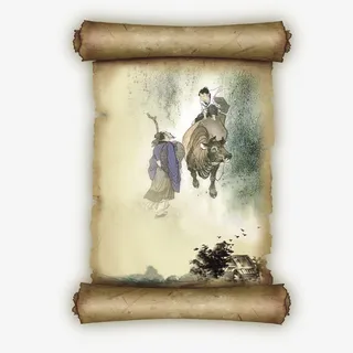 清明节海报旧书卷样式PSD免抠