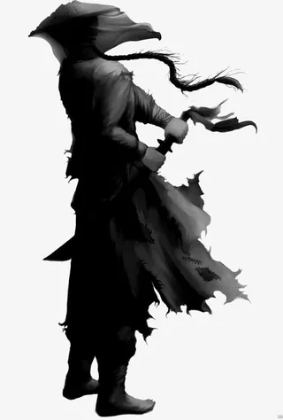 手绘落魄剑客免抠