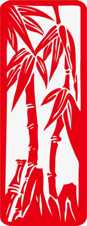 红色竹子免抠