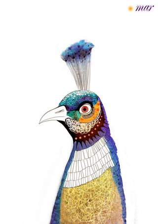 孔雀东南望彩绘油画动物免抠
